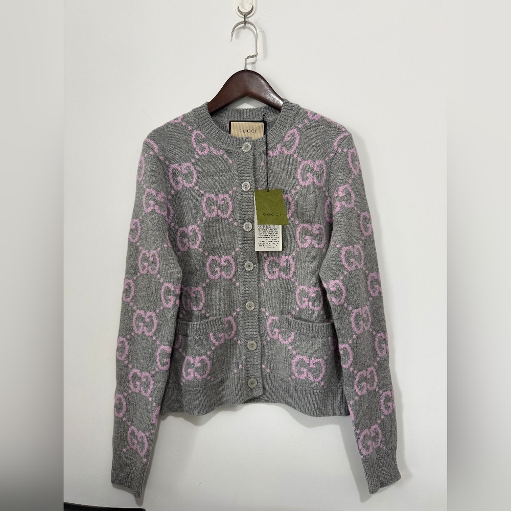 Gucci GG crew neck cardigan sweater